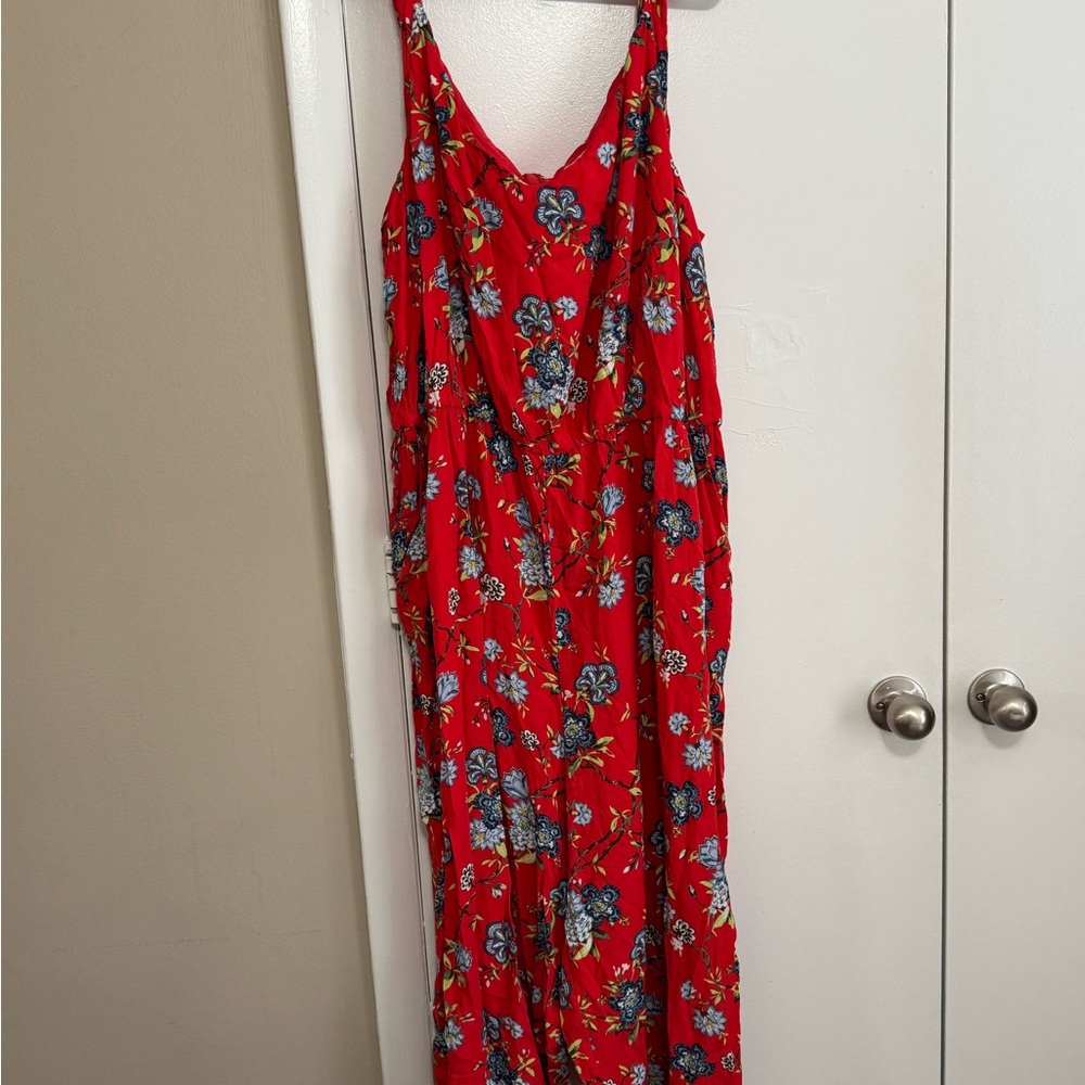 The Loft Floral Red Jumpsuit